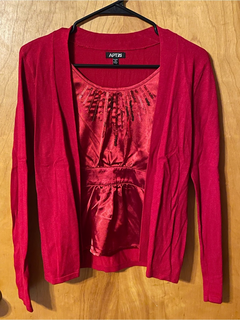 Apt. 9 Red Satin-Front Cardigan Set